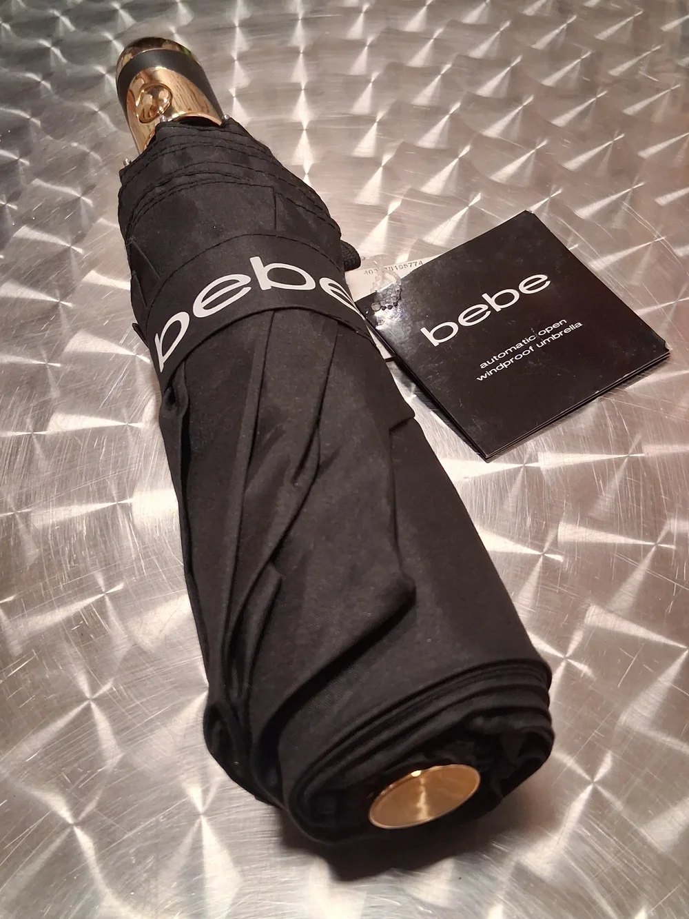 bebe Compact Black Travel Umbrella - Picture 3 of 3